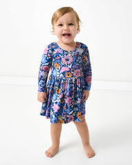 Dusk Blooms Bow Back Skater Dress with Bodysuit