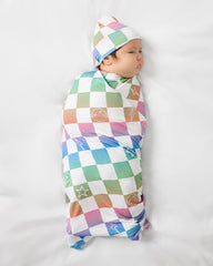 Ombre Cheery Checks Swaddle & Hat Set