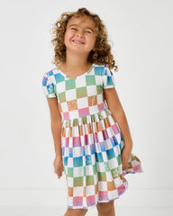 Ombre Cheery Checks Skater Dress