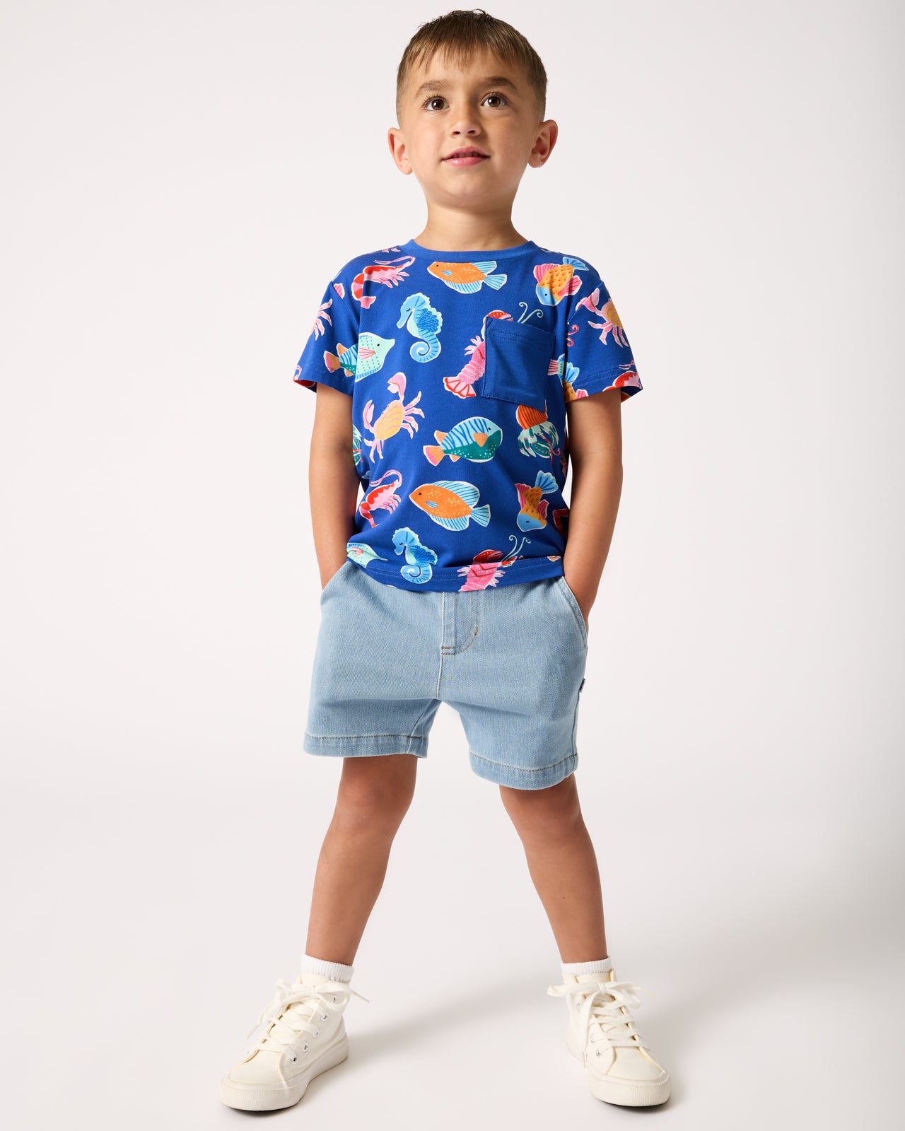 Light Blue Denim Chino Shorts