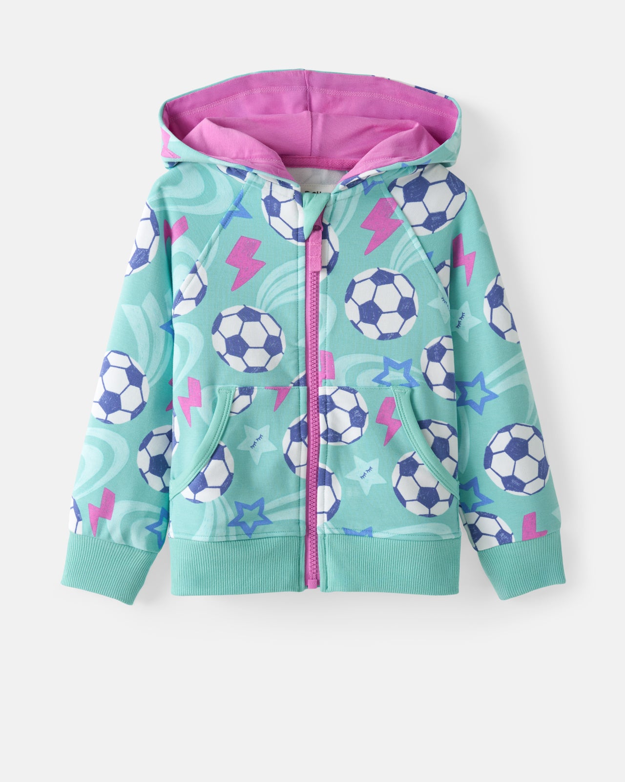Aqua Soccer Stars Zip Hoodie