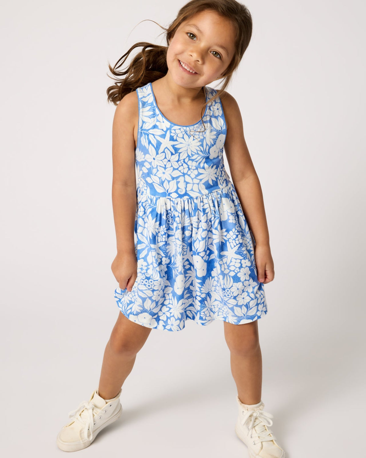 Azure Garden Cross Back Skater Dress