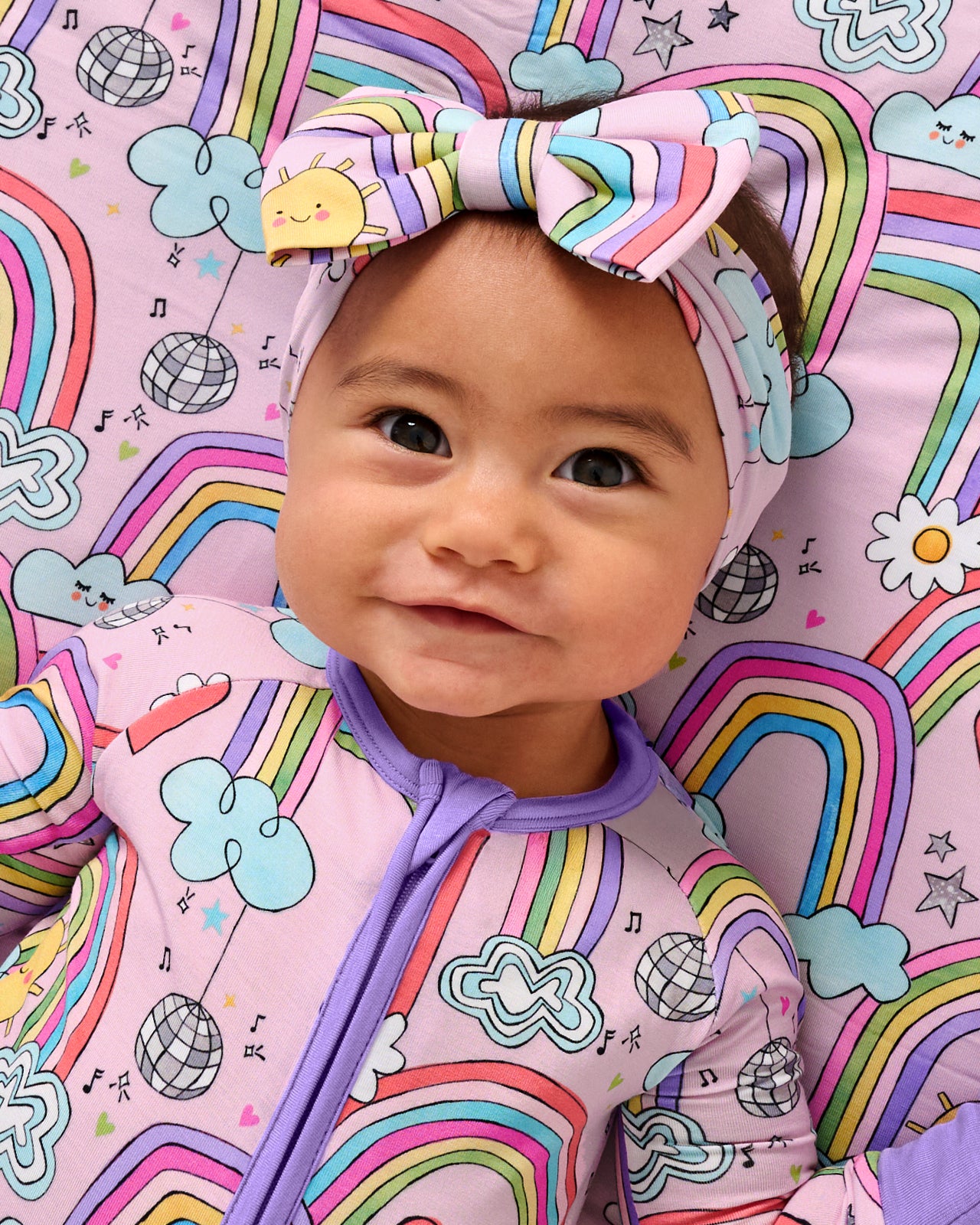Disco Rainbows Luxe Bow Headband