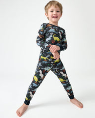 Navy Jurassic Jungle Two-Piece Pajama Set