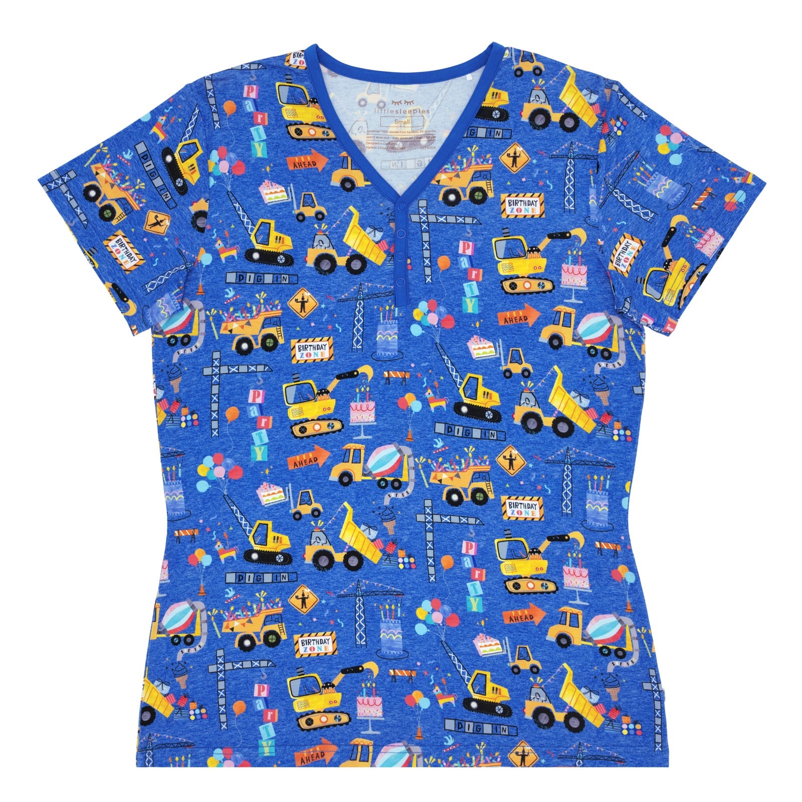 Birthday Builders Women's Short Sleeve Pajama Top